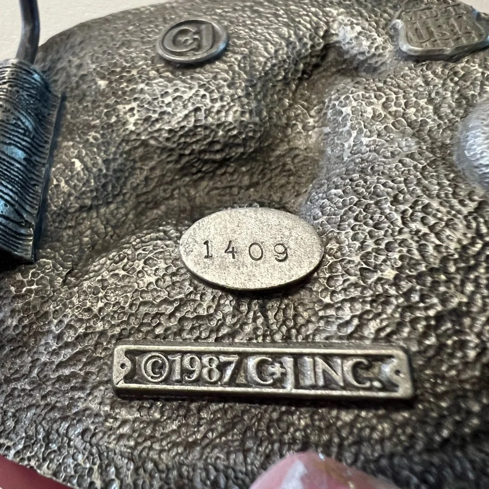 Vintage 1987 CJ Inc. Pewter Horse Belt Buckle – Made in USA – #1409 - Picture 4 of 8